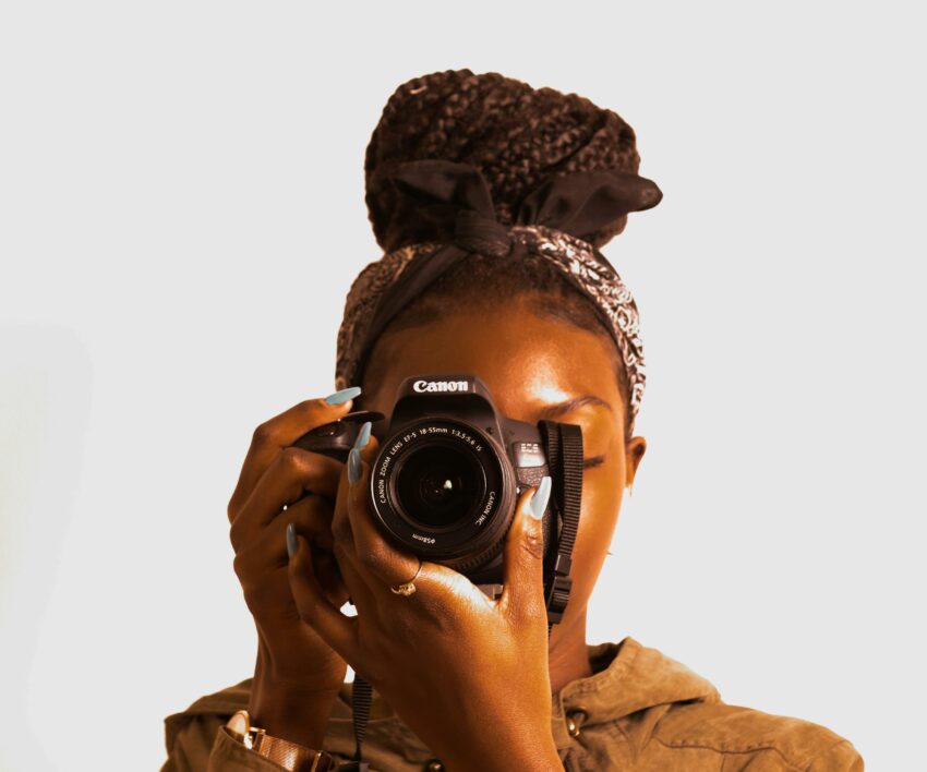 woman holding camera